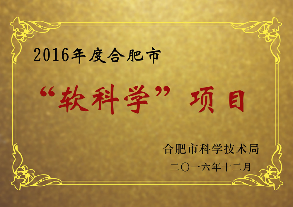 安徽臥濤2016年度合肥市軟科學(xué)項(xiàng)目